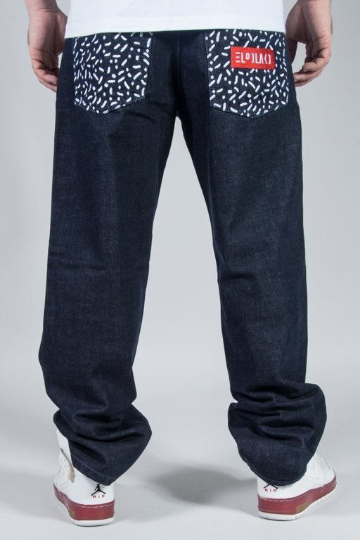 Spodnie El Polako Jeansy Regular Line And Dots Dark Sklep Odziejsiepl 5831